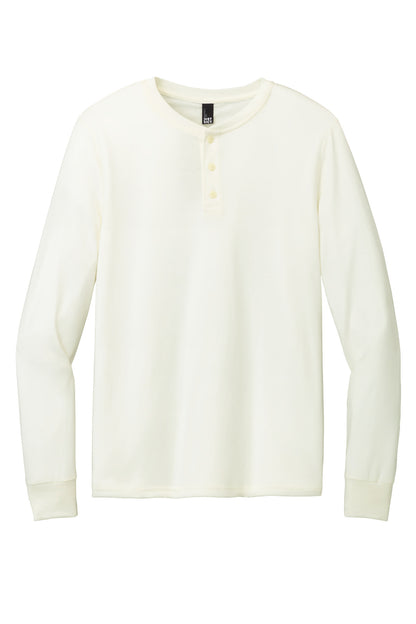 Front View of Natural District Perfect Tri Long Sleeve Henley DT145