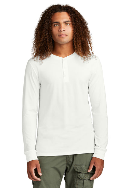 Front View of Natural District Perfect Tri Long Sleeve Henley DT145