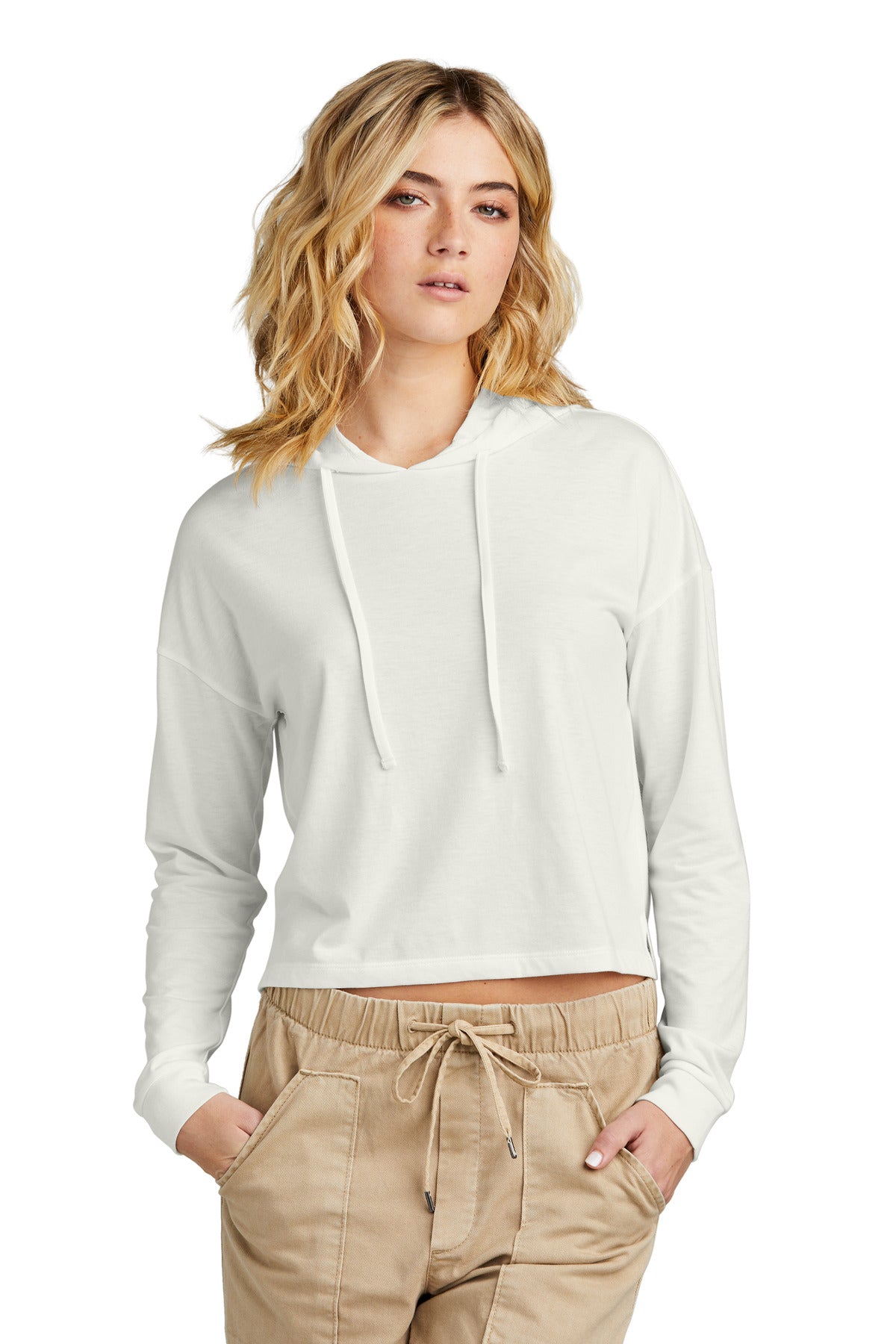 Front View of Natural District Women's Perfect Tri Midi Long Sleeve Hoodie DT1390L