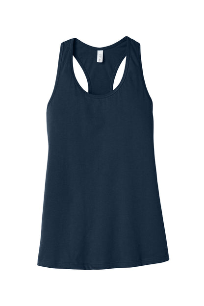 Front View of Navy BELLA+CANVAS Women's Jersey Racerback Tank. BC6008