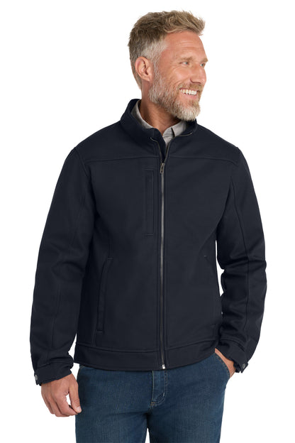 Front View of Navy Blue CornerStone Duck Bonded Soft Shell Jacket CSJ60