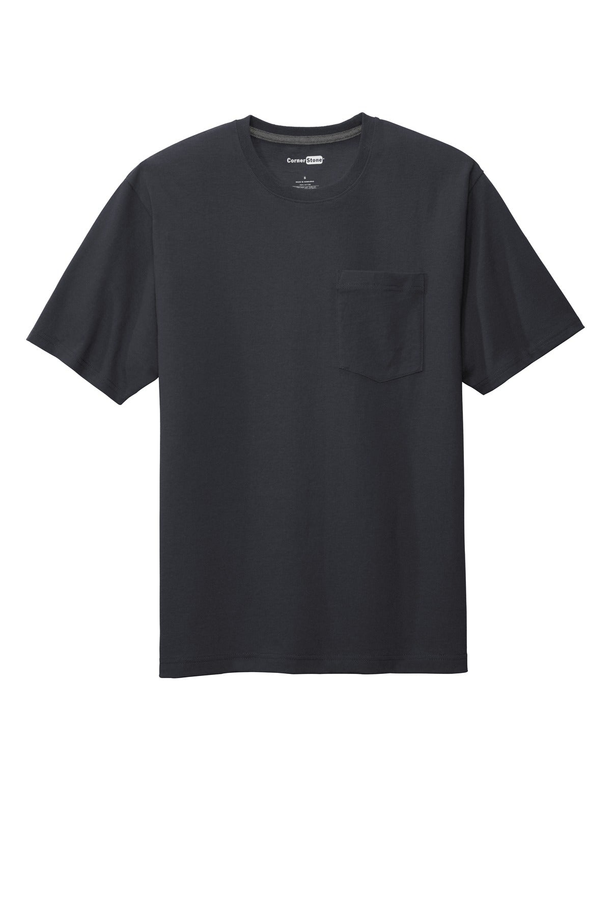 Front View of Navy Blue CornerStone Workwear Pocket Tee CS430