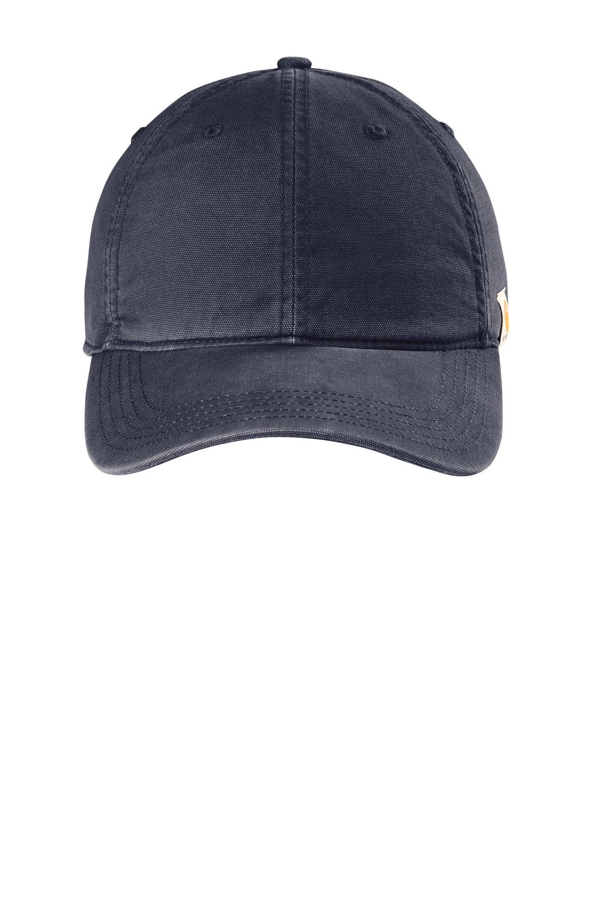 Front View of Navy Carhartt Cotton Canvas Cap CT103938