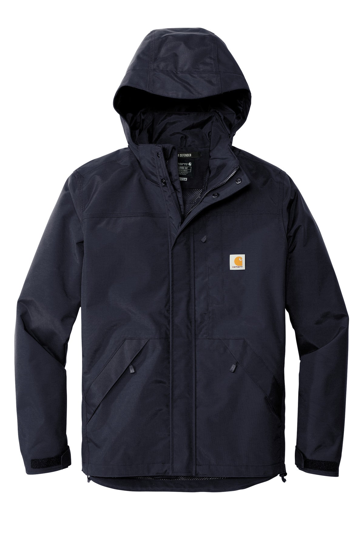 Front View of Navy Carhartt Storm Defender Shoreline Jacket CT104670