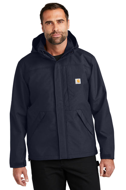 Front View of Navy Carhartt Storm Defender Shoreline Jacket CT104670