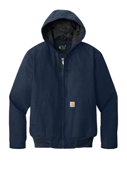 Front View of Navy Carhartt Washed Duck Active Jac. CT104050