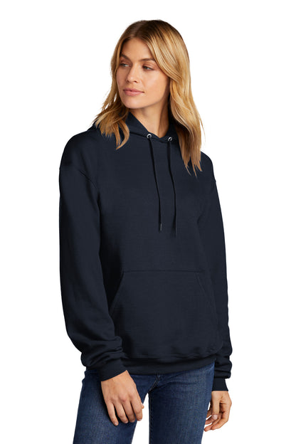 Front View of Navy Champion Powerblend Pullover Hoodie. S700