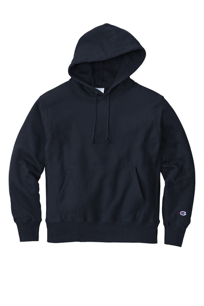 Front View of Navy Champion Reverse Weave Hooded Sweatshirt S101