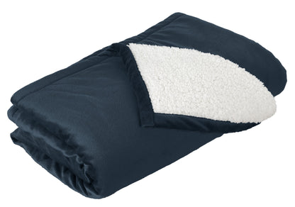 Front View of Navy Eclipse Port Authority Mountain Lodge Blanket. BP40