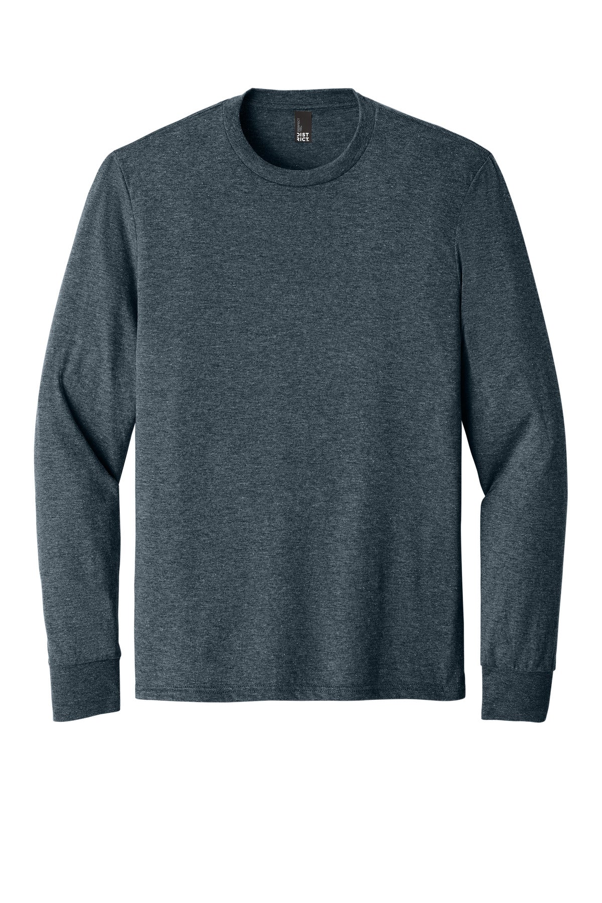 Front View of Navy Frost District Perfect Tri Long Sleeve Tee . DM132