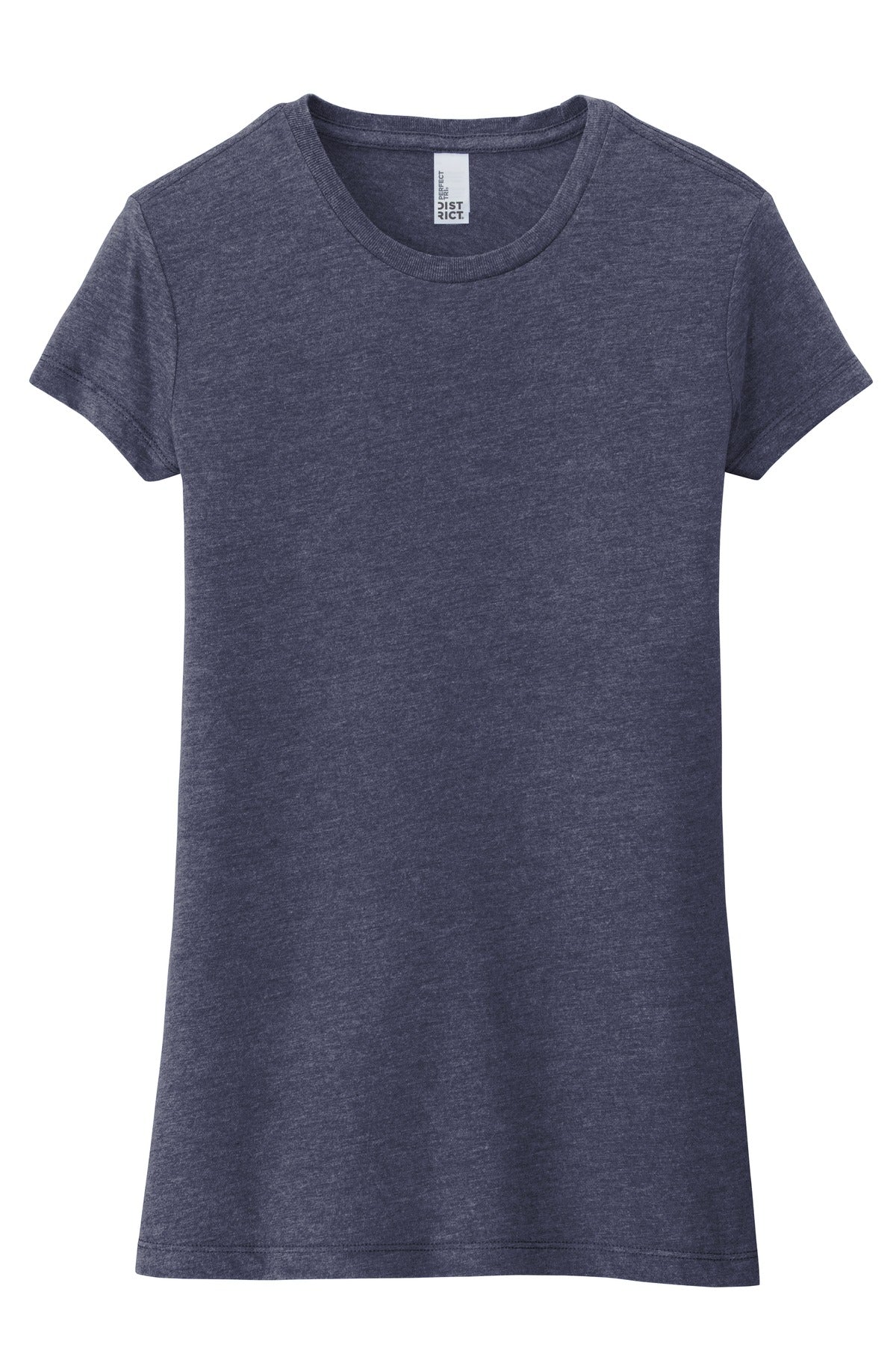 Front View of Navy Frost District Women's Fitted Perfect Tri Tee. DT155