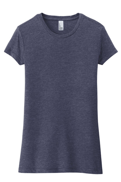 Front View of Navy Frost District Women's Fitted Perfect Tri Tee. DT155