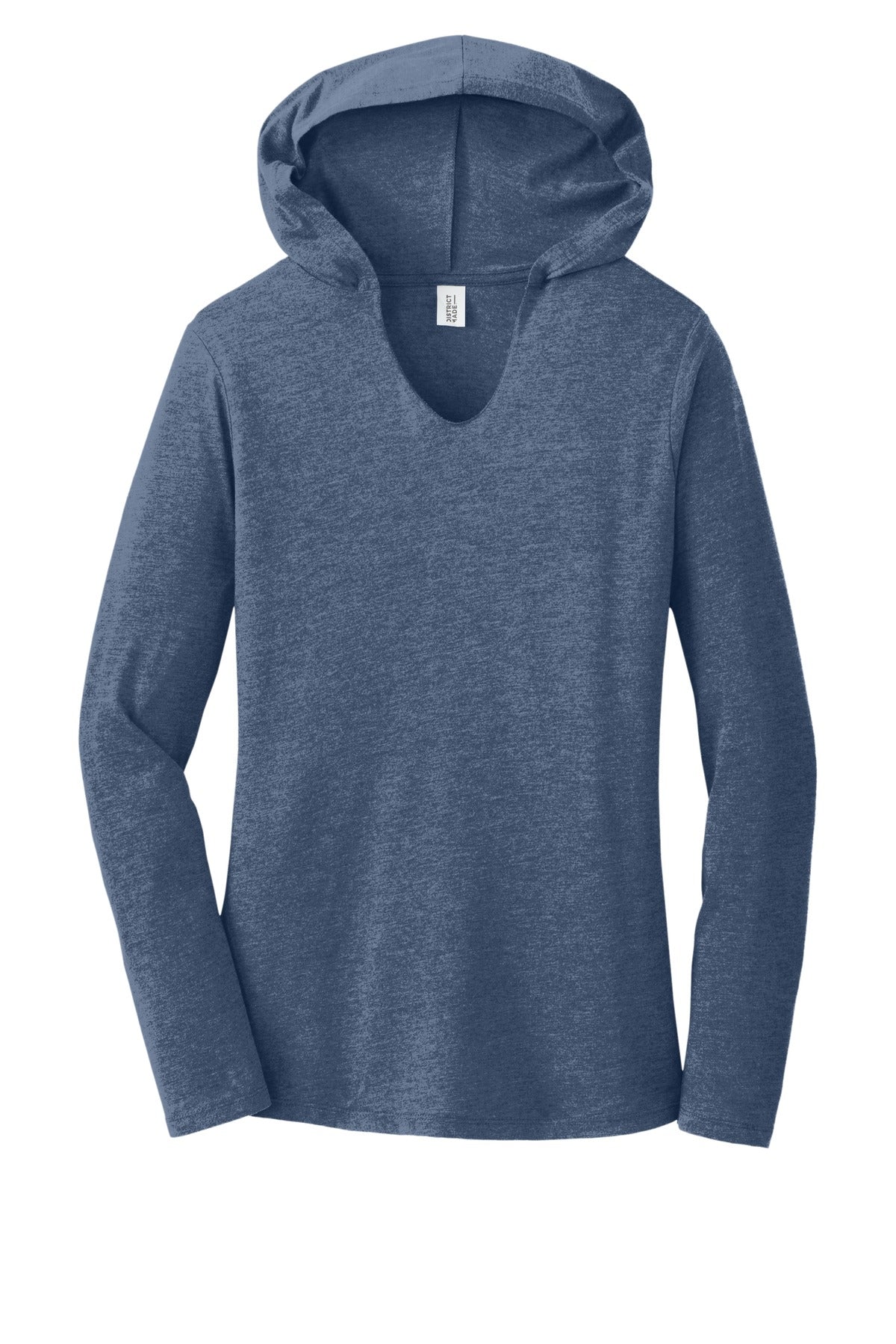 Front View of Navy Frost District Women's Perfect Tri Long Sleeve Hoodie. DM139L