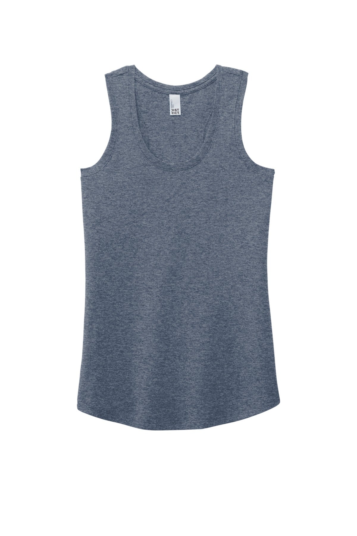 Front View of Navy Frost District Women's Perfect Tri Racerback Tank. DM138L