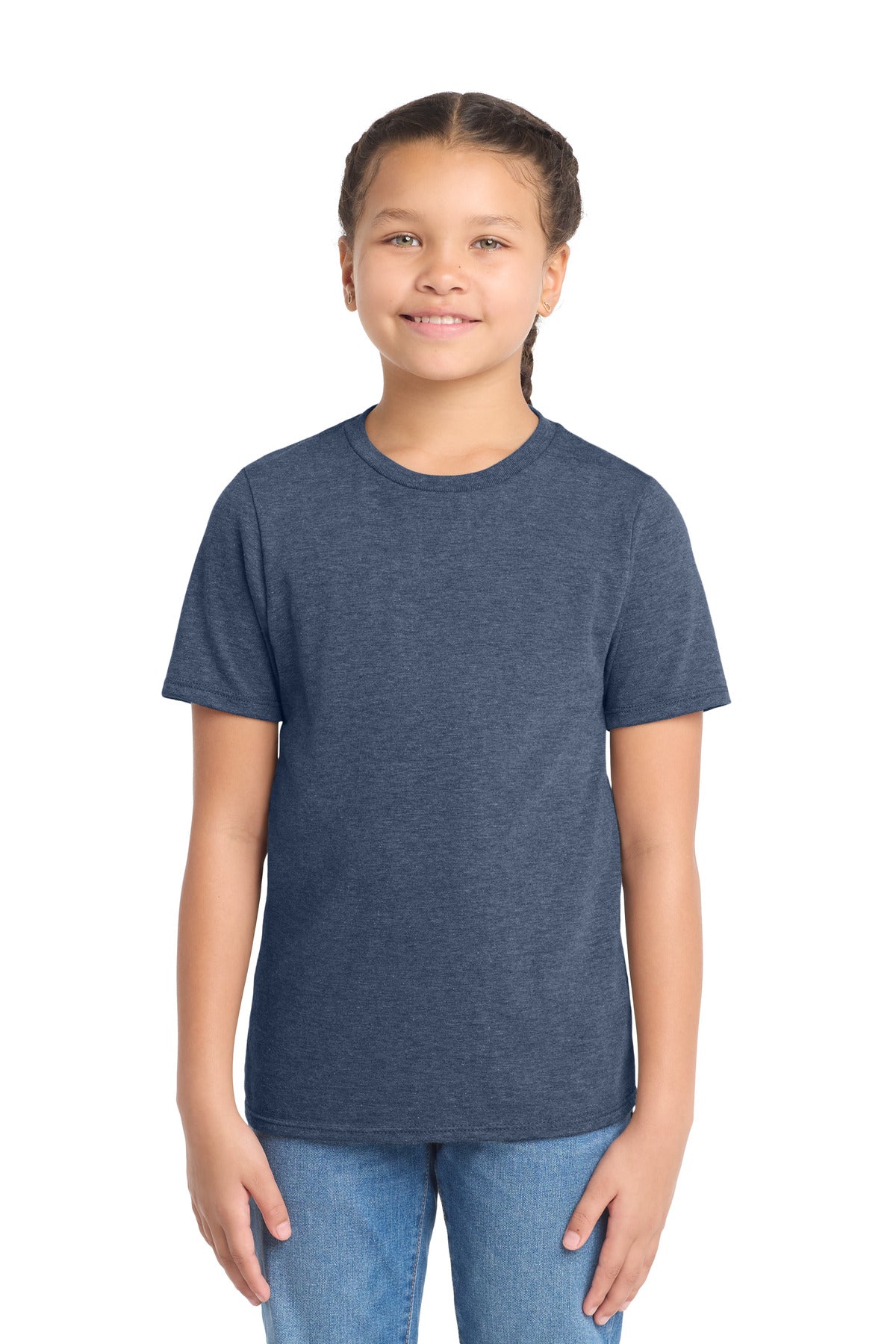 Front View of Navy Frost District Youth Perfect Tri Tee. DT130Y