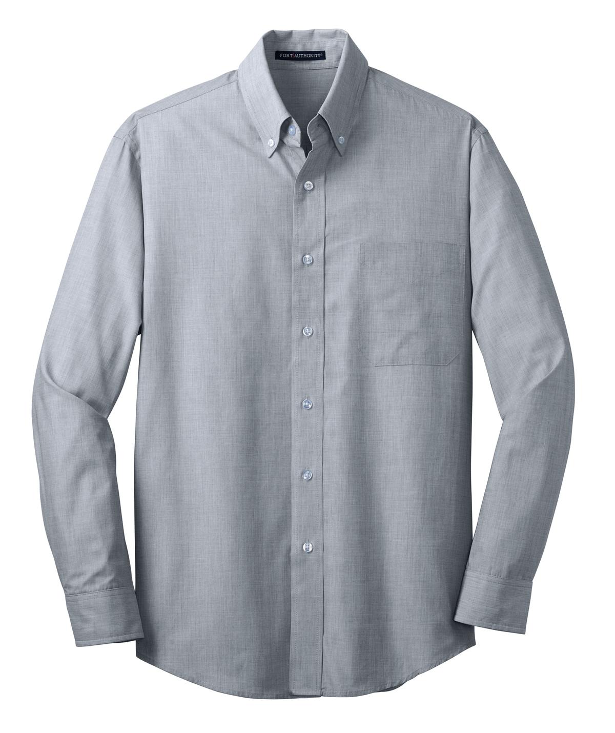 Front View of Navy Frost Port Authority Crosshatch Easy Care Shirt. S640
