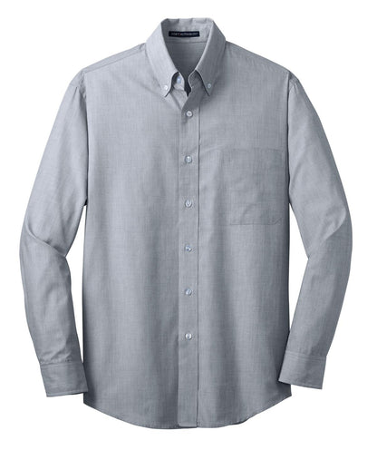 Front View of Navy Frost Port Authority Crosshatch Easy Care Shirt. S640