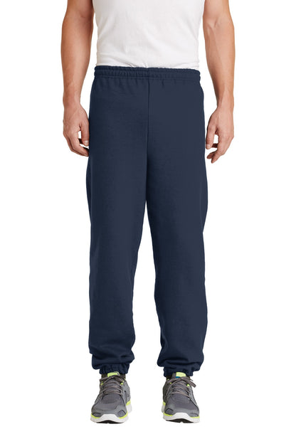 Front View of Navy Gildan Heavy Blend Sweatpant. 18200