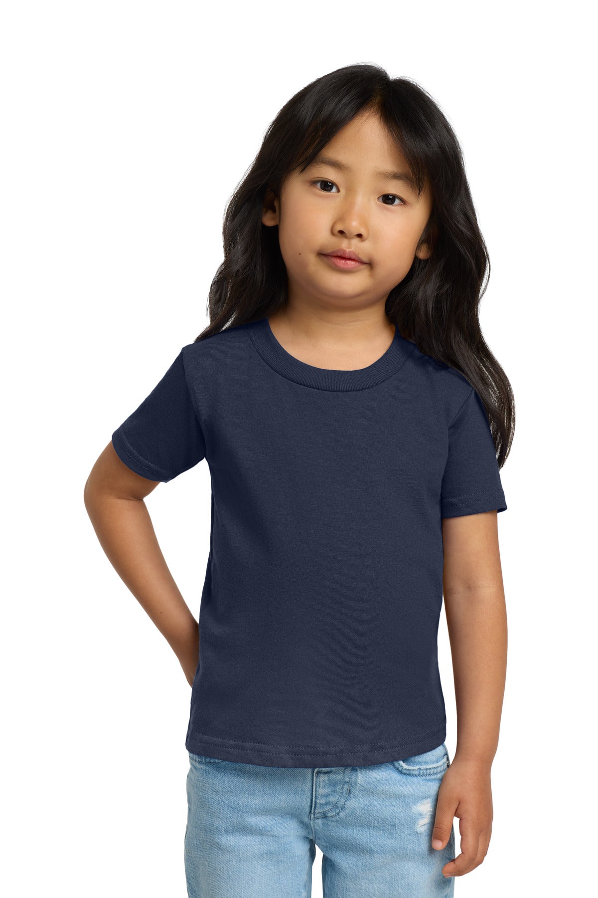 Front View of Navy Gildan Heavy Cotton Toddler T-Shirt 5100P