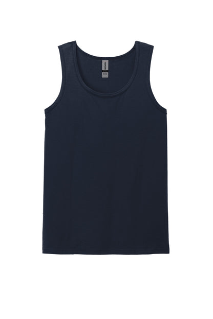 Front View of Navy Gildan Softstyle Tank Top 64200