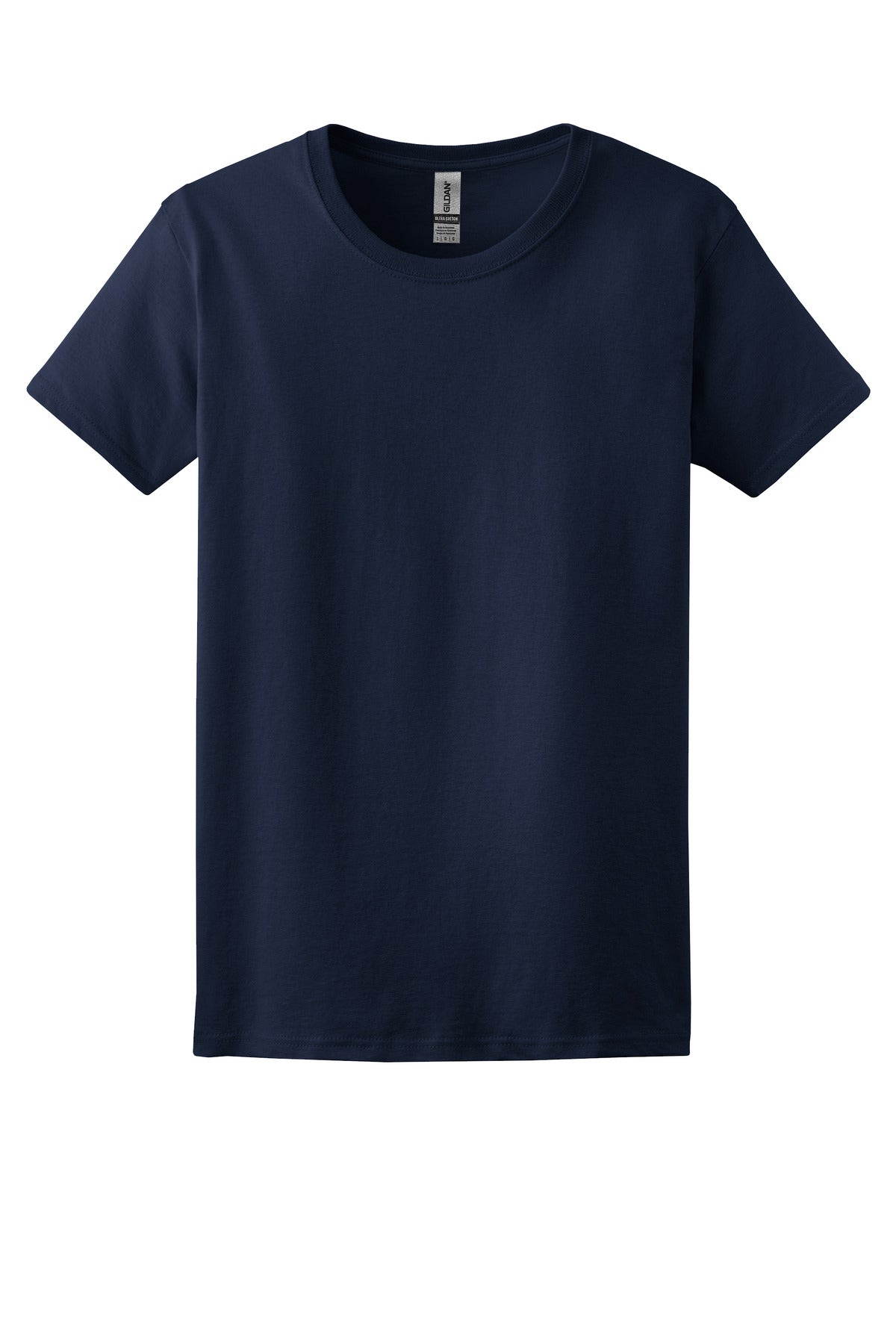 Front View of Navy Gildan Women's Ultra Cotton 100% US Cotton T-Shirt. 2000L