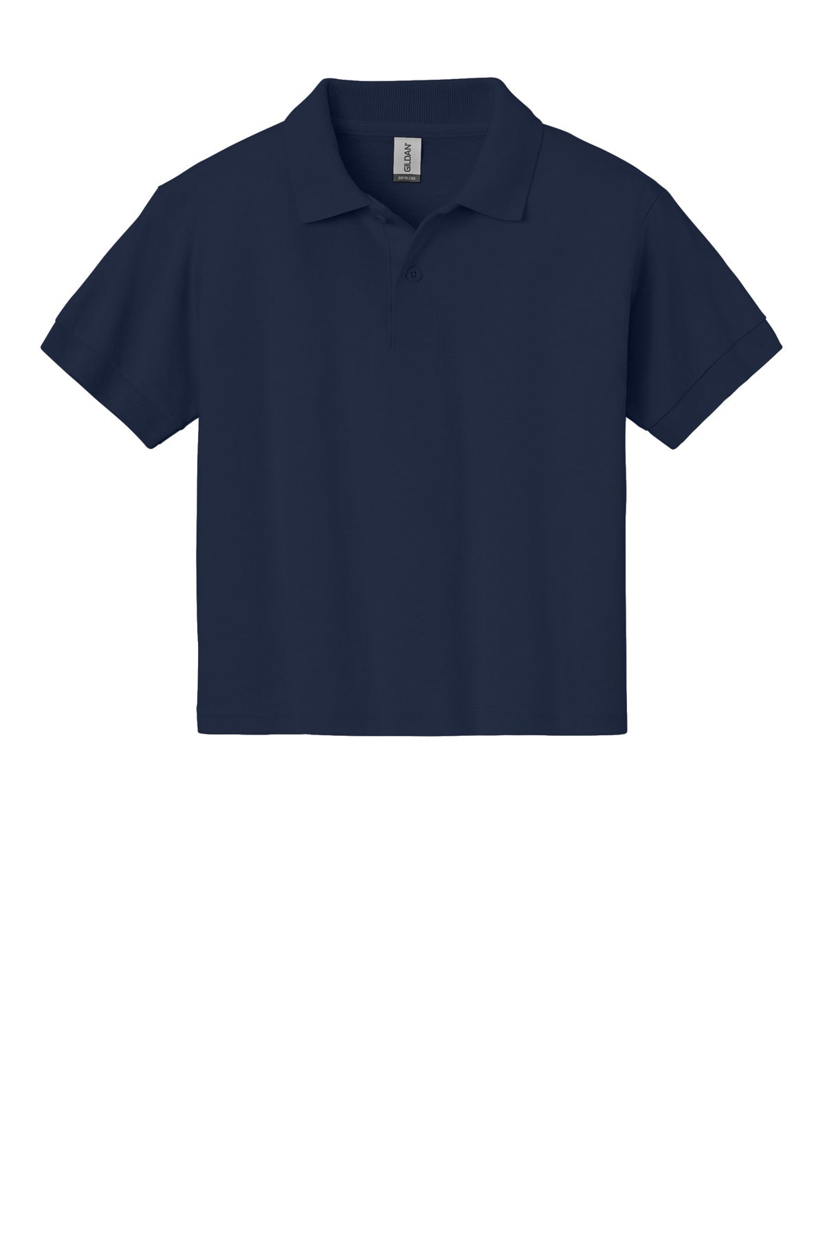 Front View of Navy Gildan Youth DryBlend 6-Ounce Jersey Knit Sport Shirt. 8800B
