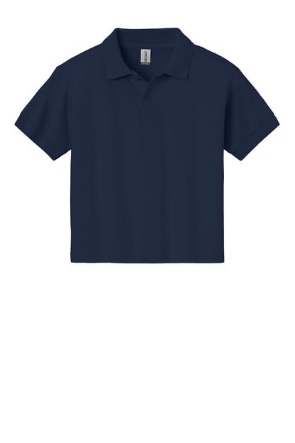 Front View of Navy Gildan Youth DryBlend 6-Ounce Jersey Knit Sport Shirt. 8800B