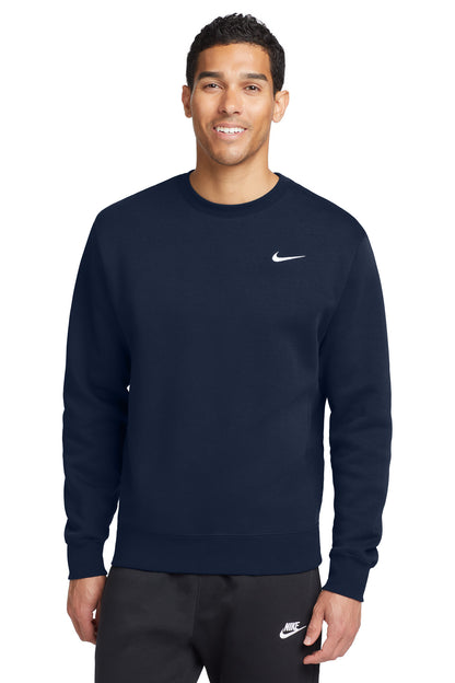 Front View of Navy Nike Club Fleece Crew CJ1614
