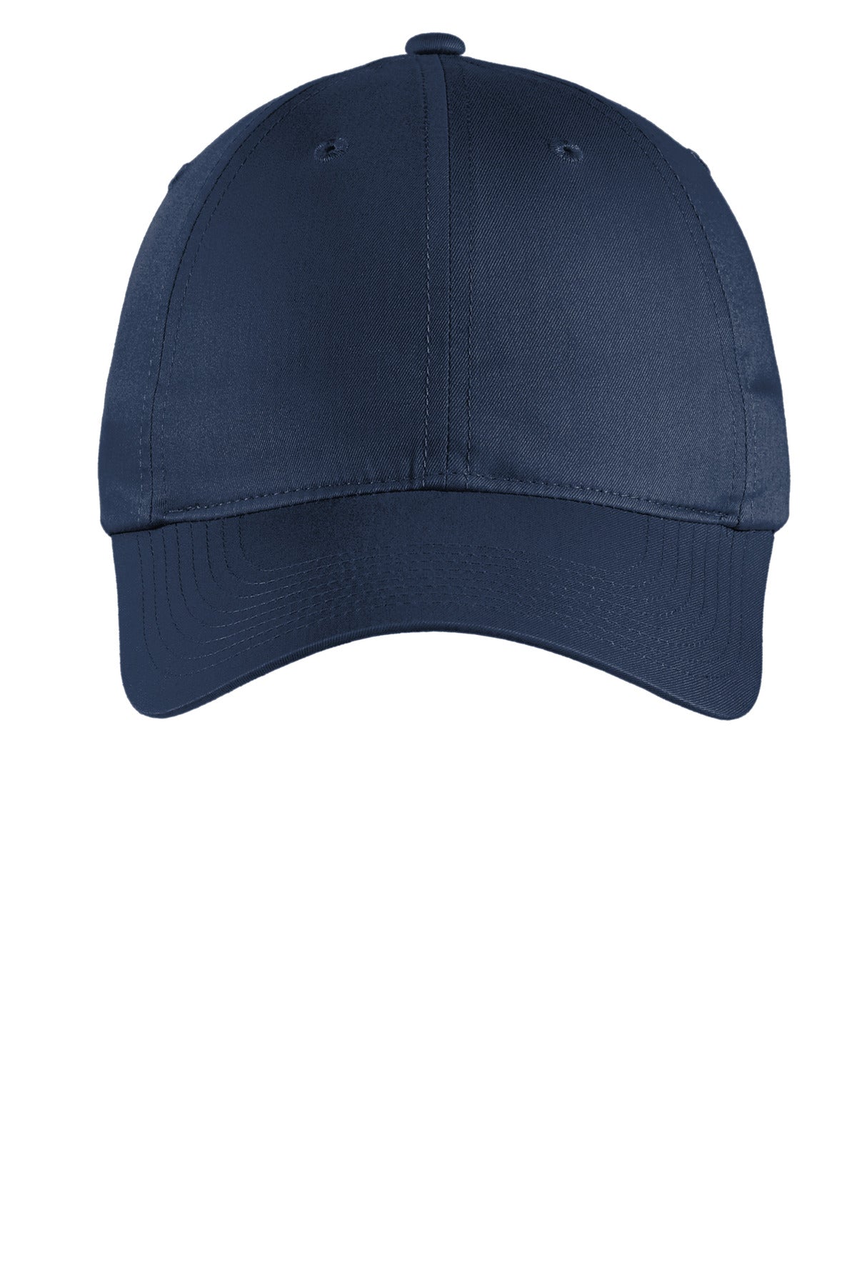 Front View of Navy Nike Unstructured Cotton/Poly Twill Cap NKFB6449