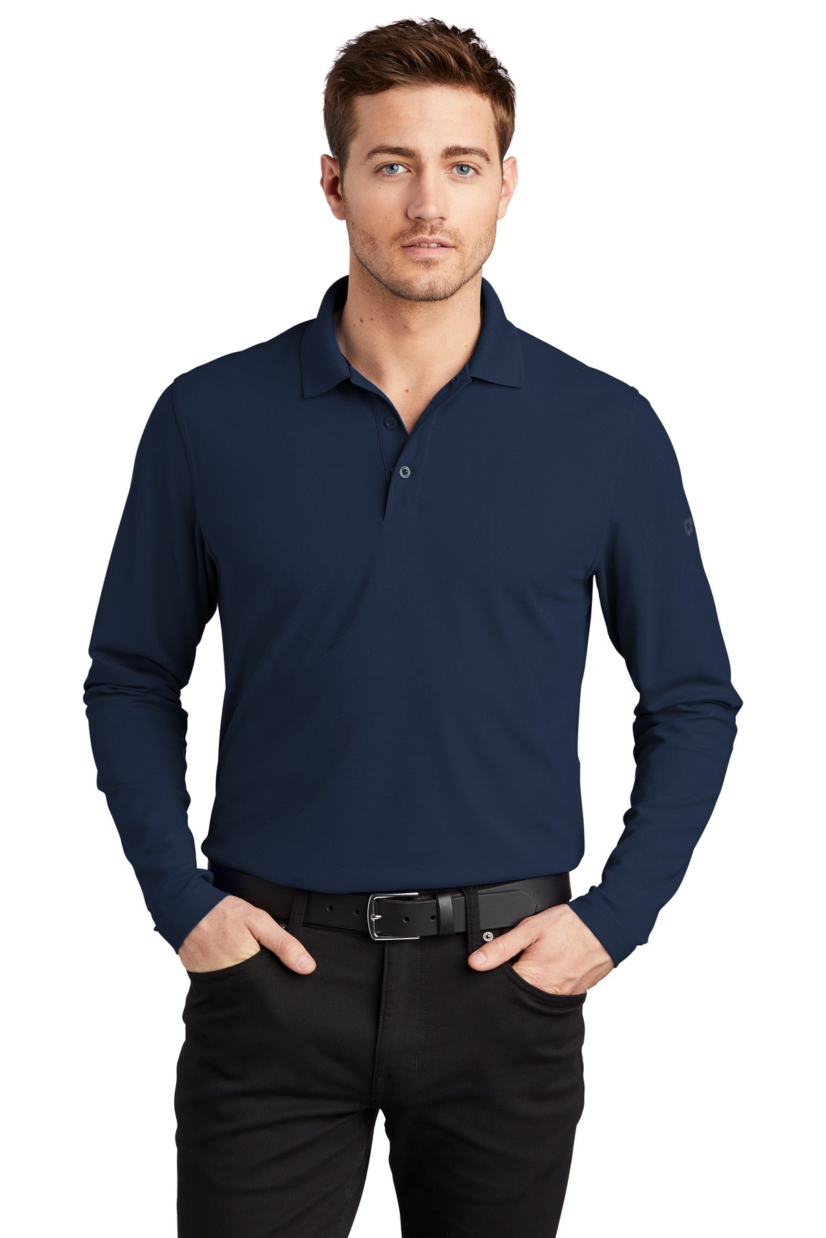 Front View of Navy OGIO Caliber2.0 Long Sleeve OG105