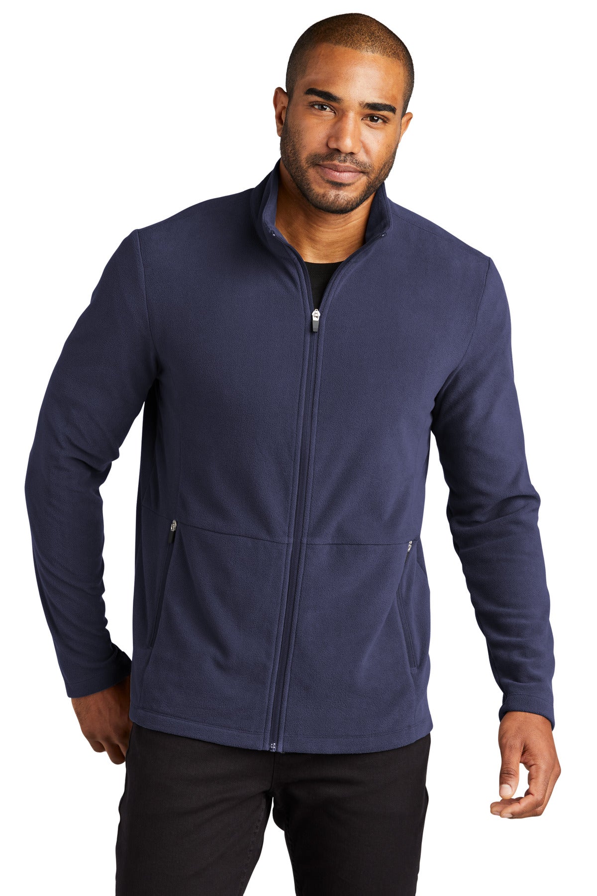 Front View of Navy Port Authority Accord Microfleece Jacket F151