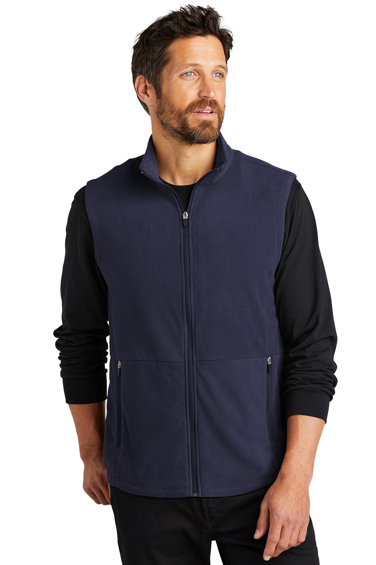Front View of Navy Port Authority Accord Microfleece Vest F152
