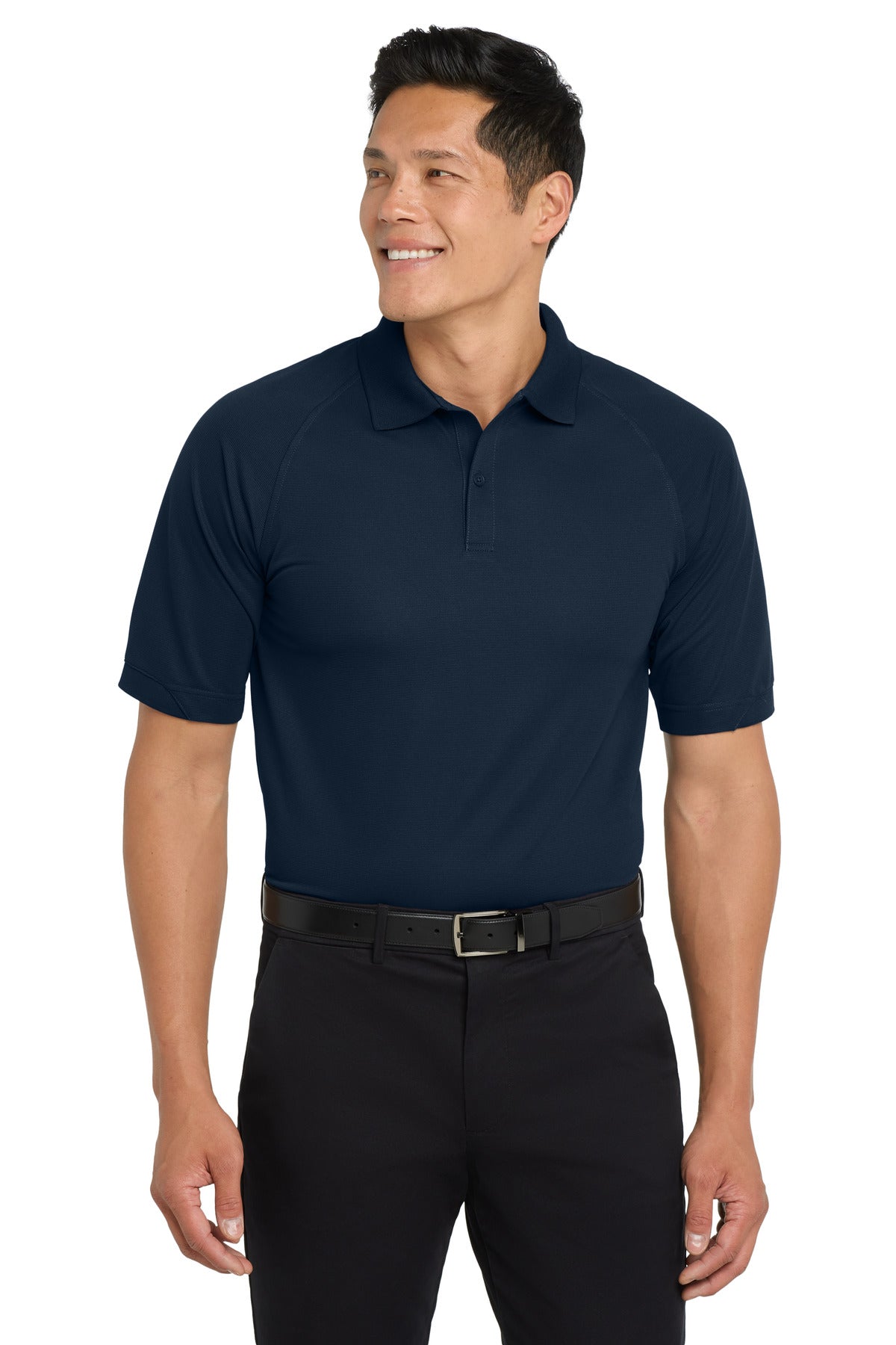 Front View of Navy Port Authority Dry Zone Ottoman Polo. K525