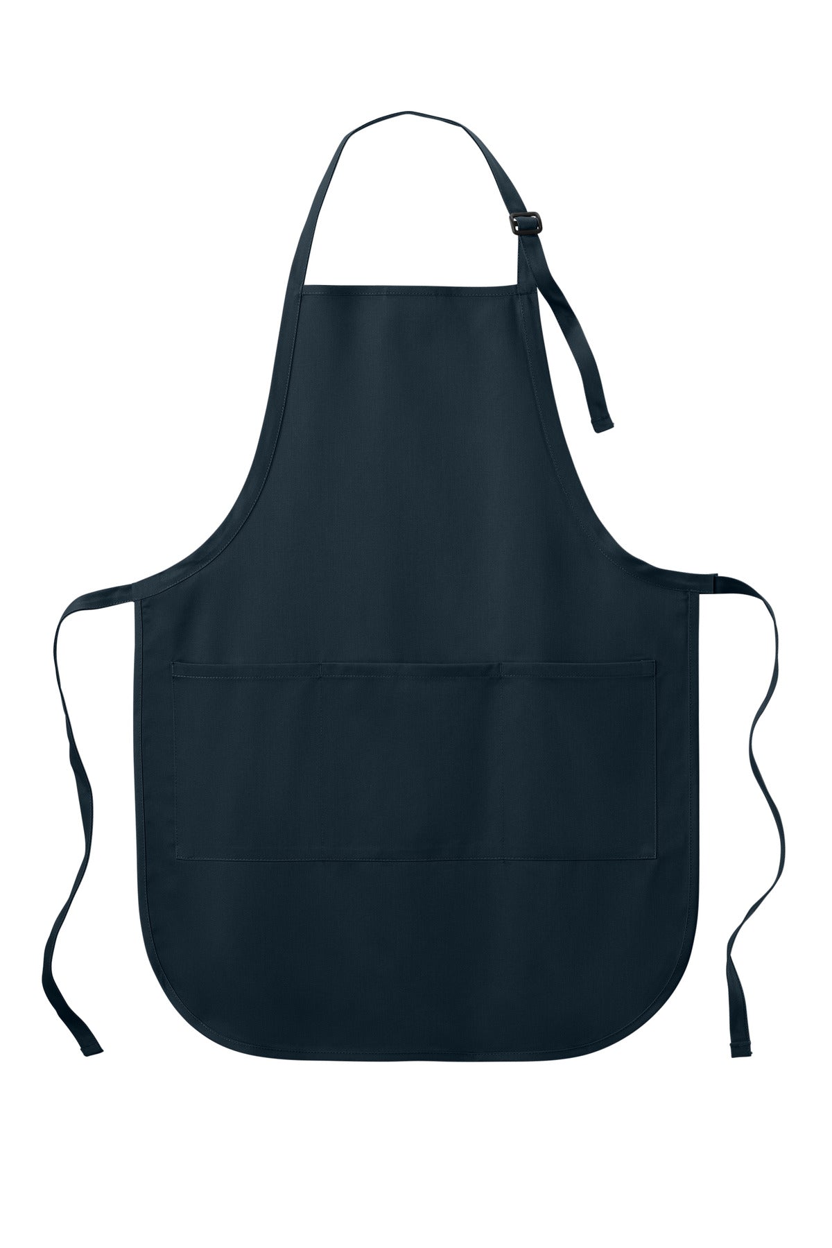 Front View of Navy Port Authority Easy Care Full-Length Apron with Stain Release. A703