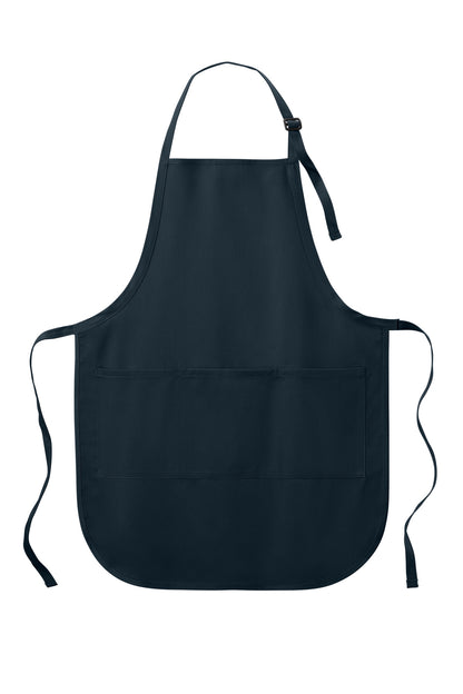 Front View of Navy Port Authority Easy Care Full-Length Apron with Stain Release. A703