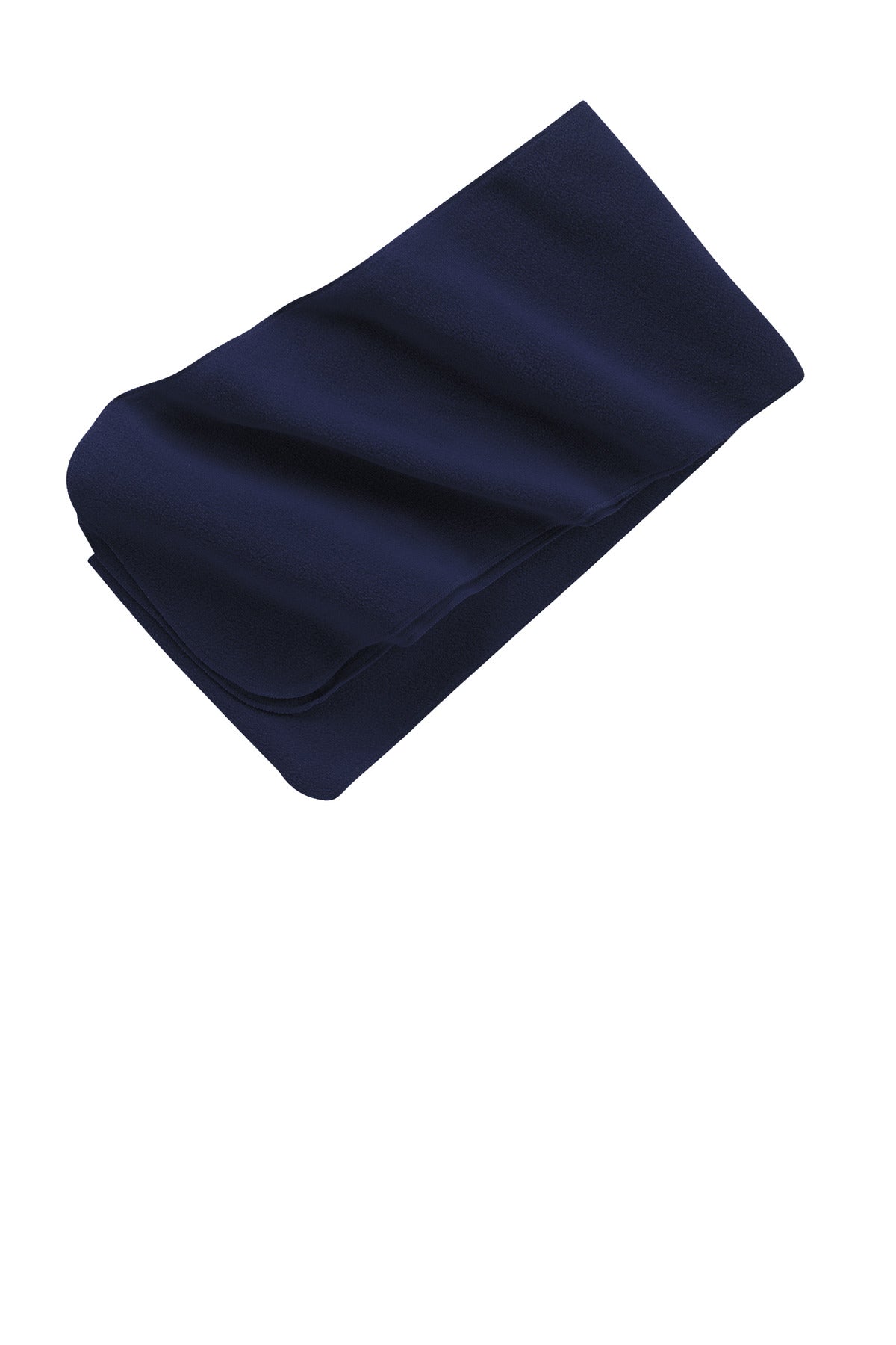 Front View of Navy Port Authority Extra Long Fleece Scarf. FS03