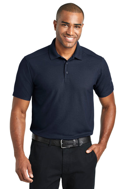 Front View of Navy Port Authority EZPerformance Pique Polo. K600