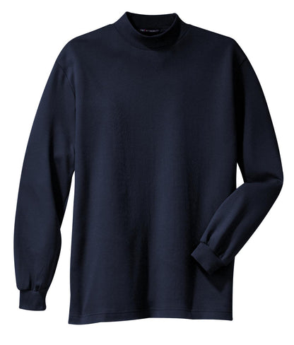 Front View of Navy Port Authority Interlock Knit Mock Turtleneck. K321