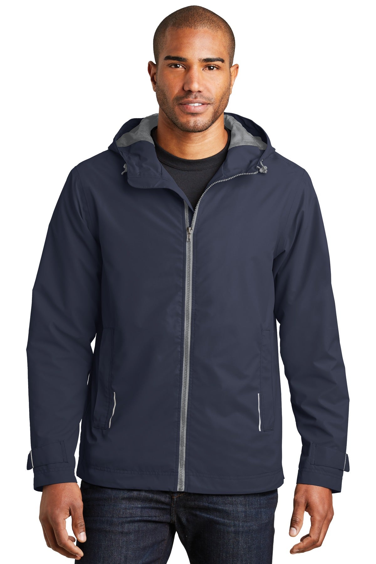 Front View of Navy Port Authority Northwest Slicker. J7710