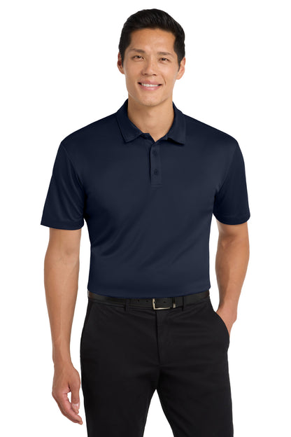 Front View of Navy Port Authority Tall Silk Touch Performance Polo. TLK540
