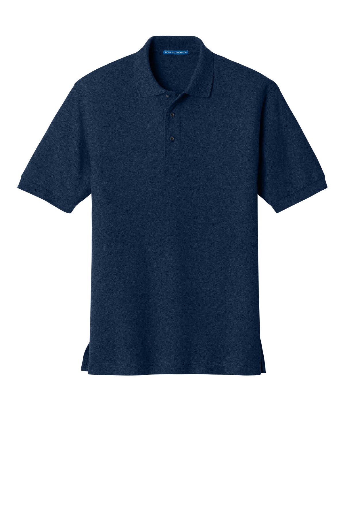 Front View of Navy Port Authority Tall Silk Touch Polo. TLK500