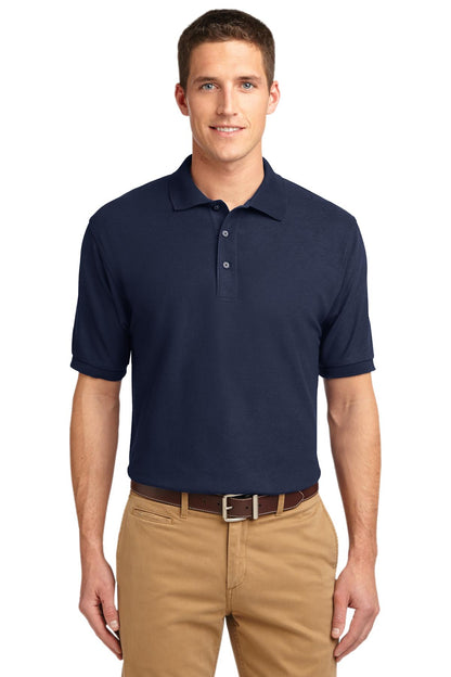 Front View of Navy Port Authority Tall Silk Touch Polo. TLK500
