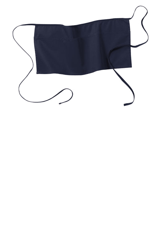 Front View of Navy Port Authority Waist Apron with Pockets. A515