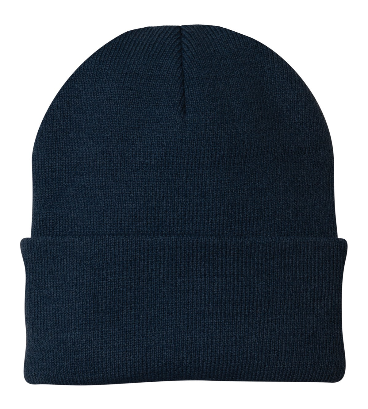 Front View of Navy Port & Company Knit Cap. CP90