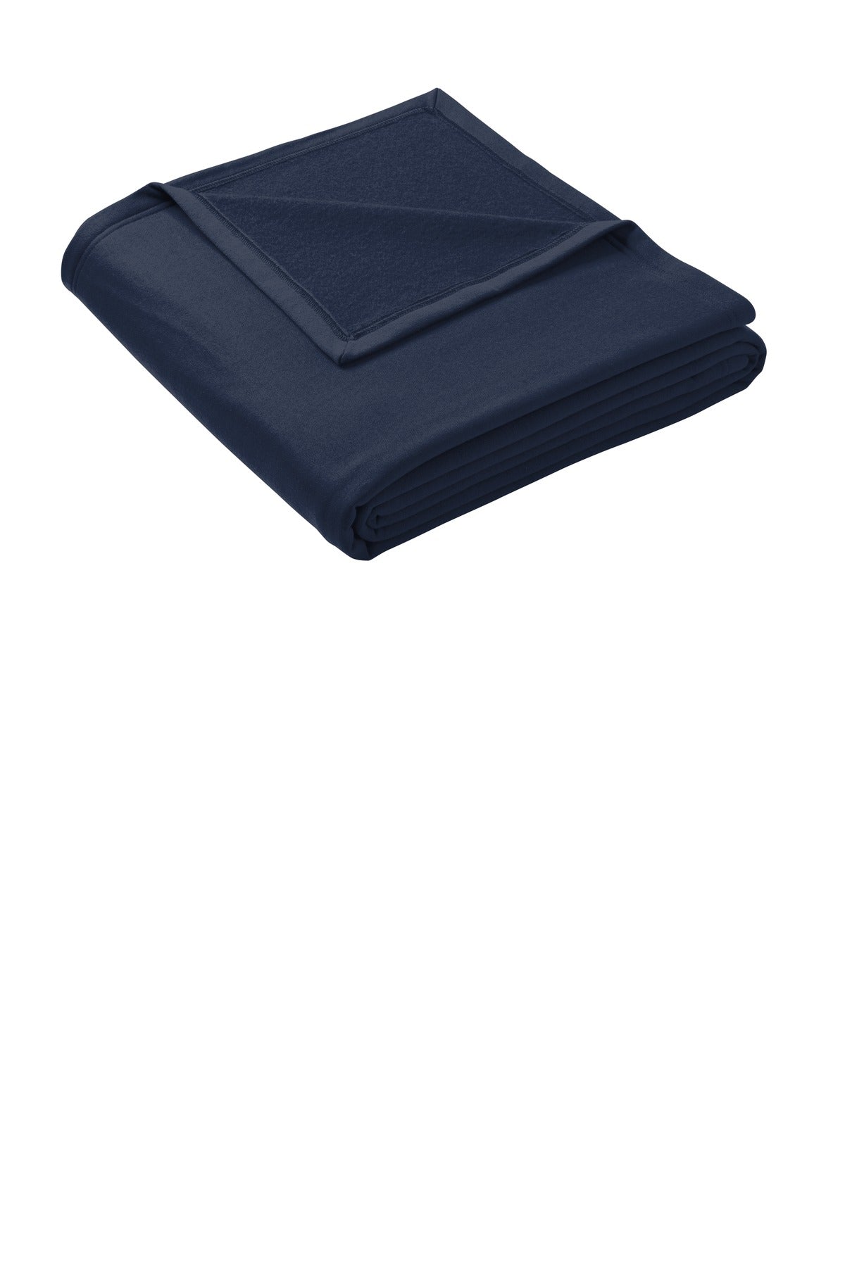 Front View of Navy Port & Company Oversized Core Fleece Sweatshirt Blanket BP79