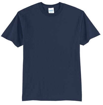 Front View of Navy Port & Company Tall Core Blend Tee. PC55T