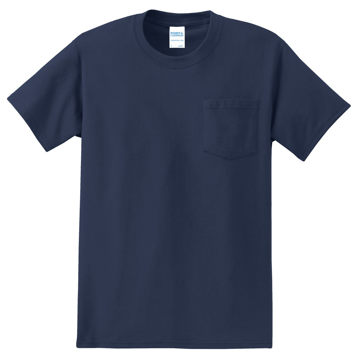 Front View of Navy Port & Company - Tall Essential Pocket Tee. PC61PT