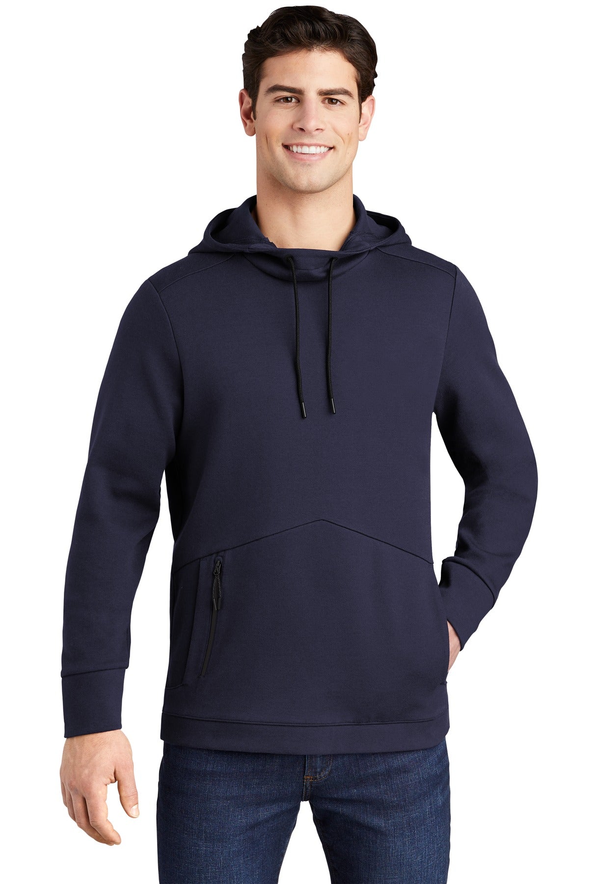 Front View of Navy Sport-Tek Triumph Hooded Pullover ST280