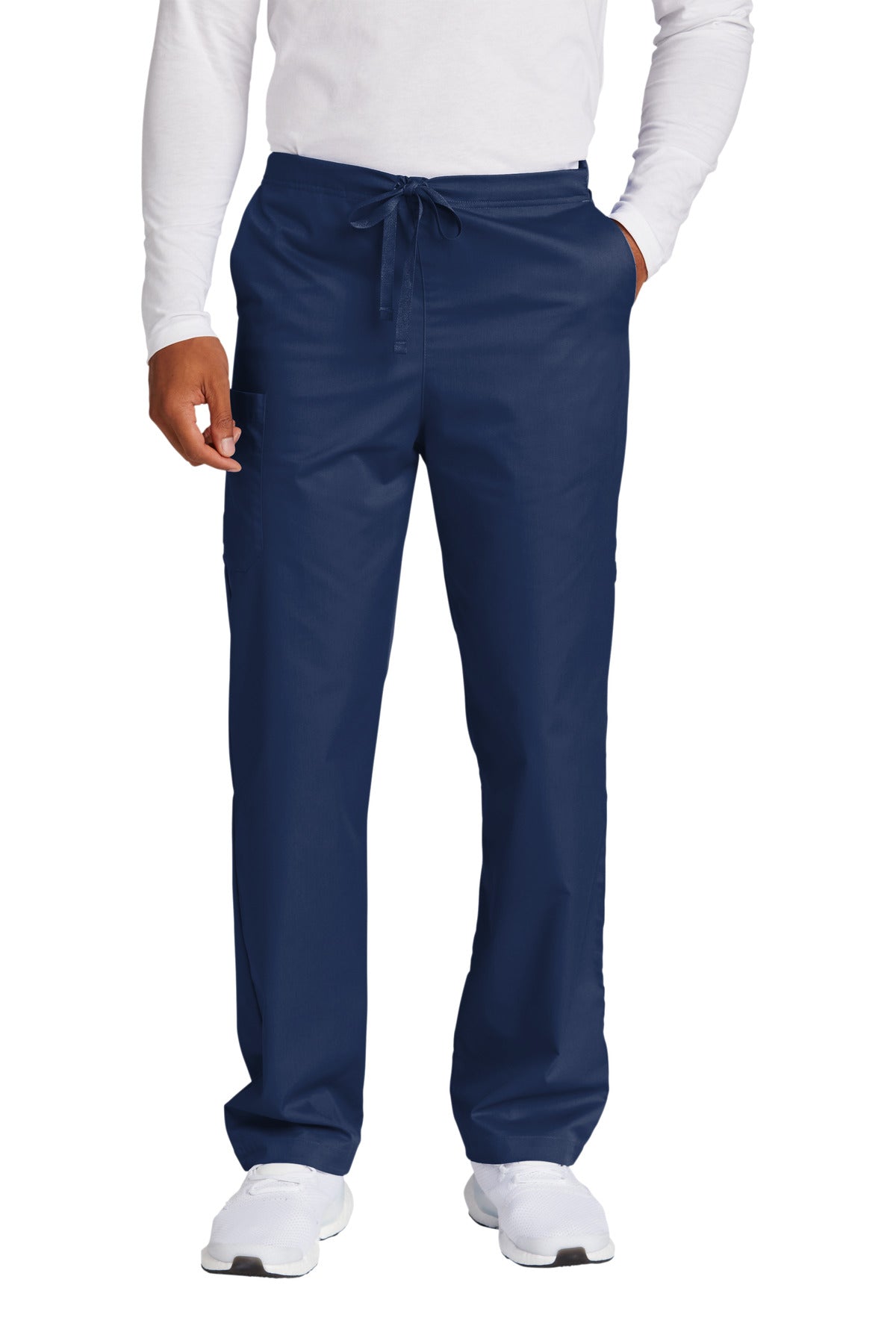 Front View of Navy Wink Unisex Tall WorkFlex Cargo Pant WW3150T