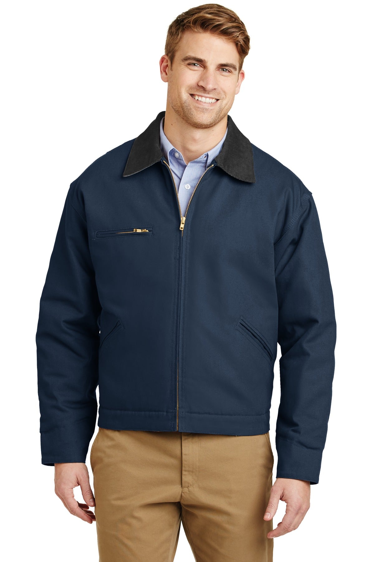 Front View of Navy/Black CornerStone - Duck Cloth Work Jacket. J763